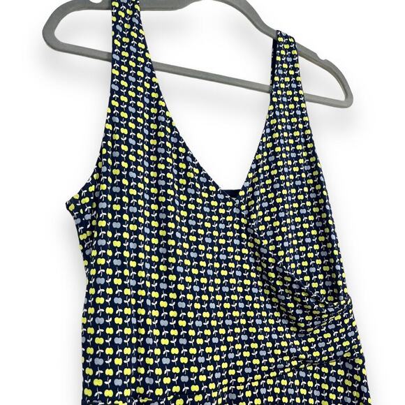 Boden Dress Womens 10R Blue Willa Jersey Wrap Dress Sleeveless Apple Print - Picture 4 of 8
